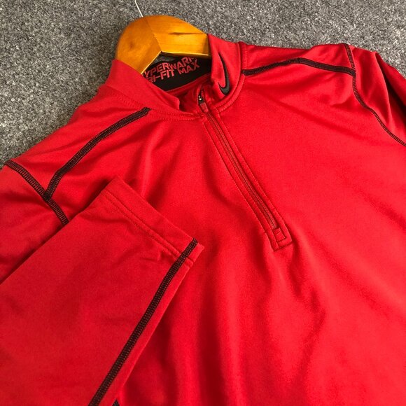 Nike Pro Combat Pullover Mens Large Red Hyperwarm Dri Fitted Compression - Picture 1 of 9